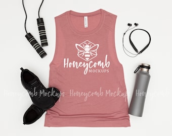 Mauve Bella Canvas 8803 Mockup, Women's Flowy Muscle Tank Mockup, Workout Mockup, 8803 Muscle Tank Mockup, 8803 Mauve Mockup, SVG Mockup