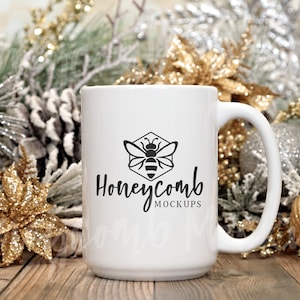 Christmas Mug Mockup, 15oz White Mug Mockup, Coffee Mug Mockup, Mug Mockup, Styled Mug Photo, Sublimation Mug Mockup, Blank Mug Mockup