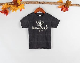 Bella Canvas 3001T Dark Heather Grey Mockup, Bella Canvas Toddler Mockup, Fall 3001T Mockup, Toddler T-Shirt Mockup, Hanging 3001T Mockup