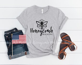 3001 Bella Canvas Athletic Heather Mockup, Patriotic Mockup, July 4th 3001 Mockup, Womens Shirt Mockup, Military Mockup,  July Fourth Mockup