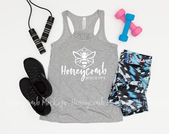 Athletic Heather Bella Canvas 8800 Mockup, Women's Flowy Racerback Tank Mockup, Workout Mockup,  Bella Canvas Mockup, 8800 Athletic Heather