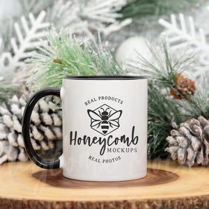 Mug Mockup, Christmas Mug Mockup, 11 oz Mug Mockup, Black Accent Mug Mockup 11oz, Black Handle Mug Mockup, Black Two Tone Mug Mockup