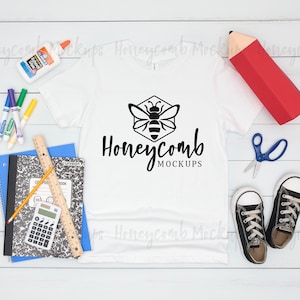 Bella Canvas White 3001Y Mockup, Youth Mockup, Kids White Shirt Mockup, Back To School Mockup, Kids School Mock Up, School Shirt Mockup