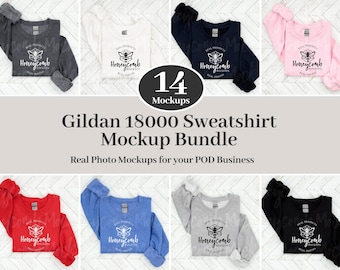 Gildan 18000 Mockup Bundle, G180 Folded Sweatshirt Mockup Bundle, 18000 Crewneck Flat Lay Mock Up Bundle, Gildan 18000 Folded Flatlay Bundle