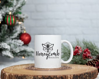 11oz White Ceramic Mug Mockup, Christmas Mug Mockup, White Mug Mockup, Coffee Cup Mockup, Styled Stock Photo, JPEG Digital Download