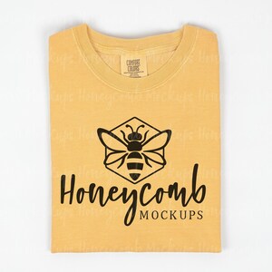 Comfort Colors Mustard 1717 Mockup, C1717 Mockup, 1717 Mustard Mockup, Comfort Colors Mustard Shirt Mockup, Folded Shirt Mockup, Simple Mock