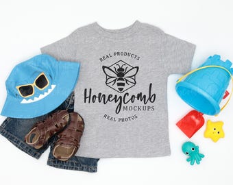 3001T Athletic Heather Mockup, Bella Canvas Kids Athletic Heather Mockup, Kids Athletic Heather Flat Lay Mockup, Toddler Boy Summer Mockup