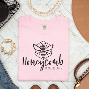 Comfort Colors 1717 Blossom Tshirt Mockup, Comfort Colors Pink Mockup, Folded 1717 Mockup, Boho 1717 Mockup, Comfort Colors Blossom Mockup