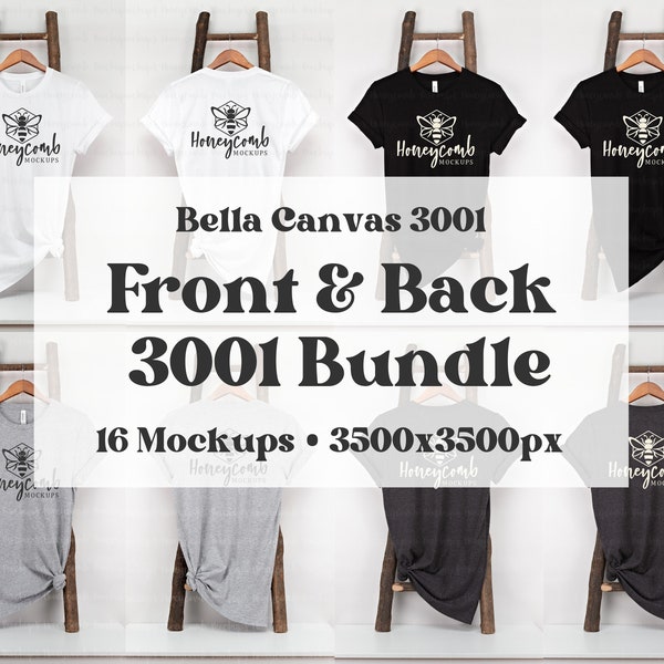 Bella Canvas 3001 Mockup Bundle, Front and Back 3001 Mockup, Hanging Mockup, Front and Back Shirt Mockup, 3001 T-Shirt Mockup, 3001 Mock Up
