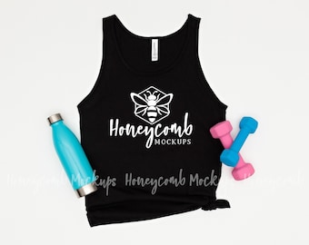 Bella Canvas 3480 Black Tank Mockup, Unisex Jersey Tank Mockup, Black 3480 Mockup, 3480 Workout Mockup, Bella Canvas Black Tank Mockup