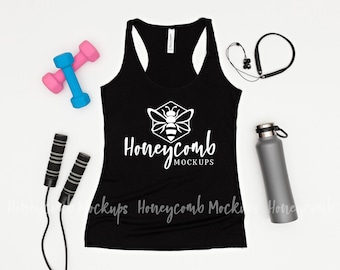 Bella Canvas 8430 Solid Black Triblend Tank,  Women's Racerback Tank Mockup, Workout Mockup, Bella Canvas Mockup, Solid Black 8430  Mockup