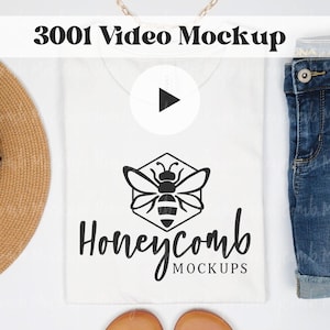 Video Mockup, Bella Canvas 3001 White Video Mockup, Shirt Video Mockup, Summer Mockup, Boho Mockup, Bella Canvas Video Mockup, Listing Video