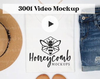 Video Mockup, Bella Canvas 3001 White Video Mockup, Shirt Video Mockup, Summer Mockup, Boho Mockup, Bella Canvas Video Mockup, Listing Video