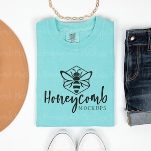 Comfort Colors 1717 Chalky Mint Mockup, C1717 Mockup, Comfort Colors Mockup, Summer C1717 Mockup, Chalky Mint C1717, Folded C1717 Mockup