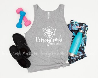 Bella Canvas 3480 Heather Athletic Tank, Unisex Jersey Tank Mockup, Athletic Heather 3480 Mockup, Workout Mockup, Bella Canvas Tank Mockup
