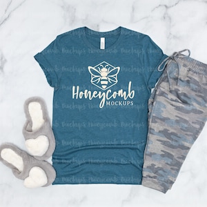 3001 Heather Deep Teal Mockup, Heather Deep Teal Mockup, Bella Canvas 3001 Heather Deep Teal Mockup, Cozy Tshirt Mockup, Pajama Shirt Mockup