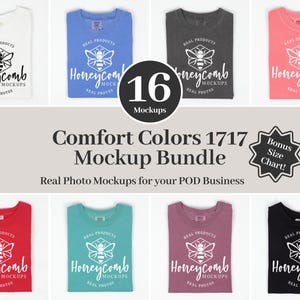Comfort Colors 1717 Mockup Bundle, Comfort Colors Shirt Mockup Bundle, 1717 Folded Flat Lay Mockup, C1717 Mock Up Bundle, Real Photo Mockup image 1