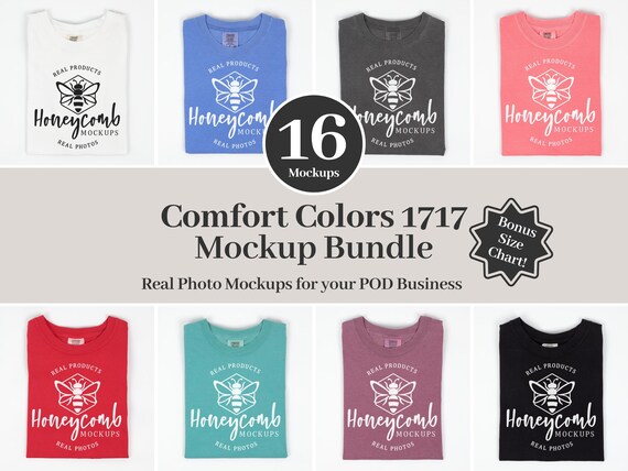 Comfort Colors 1717 Mockup Bundle, Comfort Colors Shirt Mockup Bundle, 1717 Folded Flat Lay Mockup,  C1717 Mock Up Bundle, Real Photo Mockup