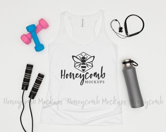 Bella Canvas 8430 Solid White  Triblend Tank,  Women's Racerback Tank Mockup, Workout Mockup, Bella Canvas Mockup, Solid White 8430  Mockup