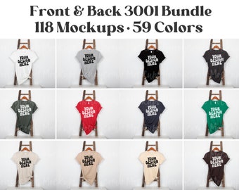 Bella Canvas 3001 Mockup Front and Back, Bella Canvas 3001 Mockup Bundle, Front and Back 3001 Shirt Mockup, Hanging 3001 T-Shirt Mockup