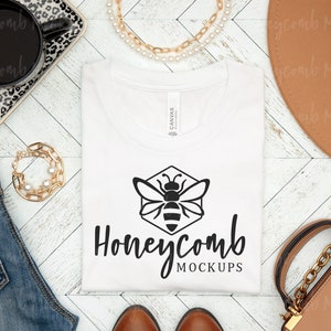 Bella Canvas White 3001 Mockup, Bella Canvas Mockup, 3001 White T-Shirt Mockup, Folded 3001 Mockup, Boho Shirt Mockup, Womens Tshirt Mockup