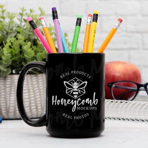 15oz Black Mug Mockup, Black Glossy Mug Mockup 15oz, Teacher Mug Mockup, 15 oz Black Ceramic Coffee Mug Mockup, Print On Demand Mug Mockup