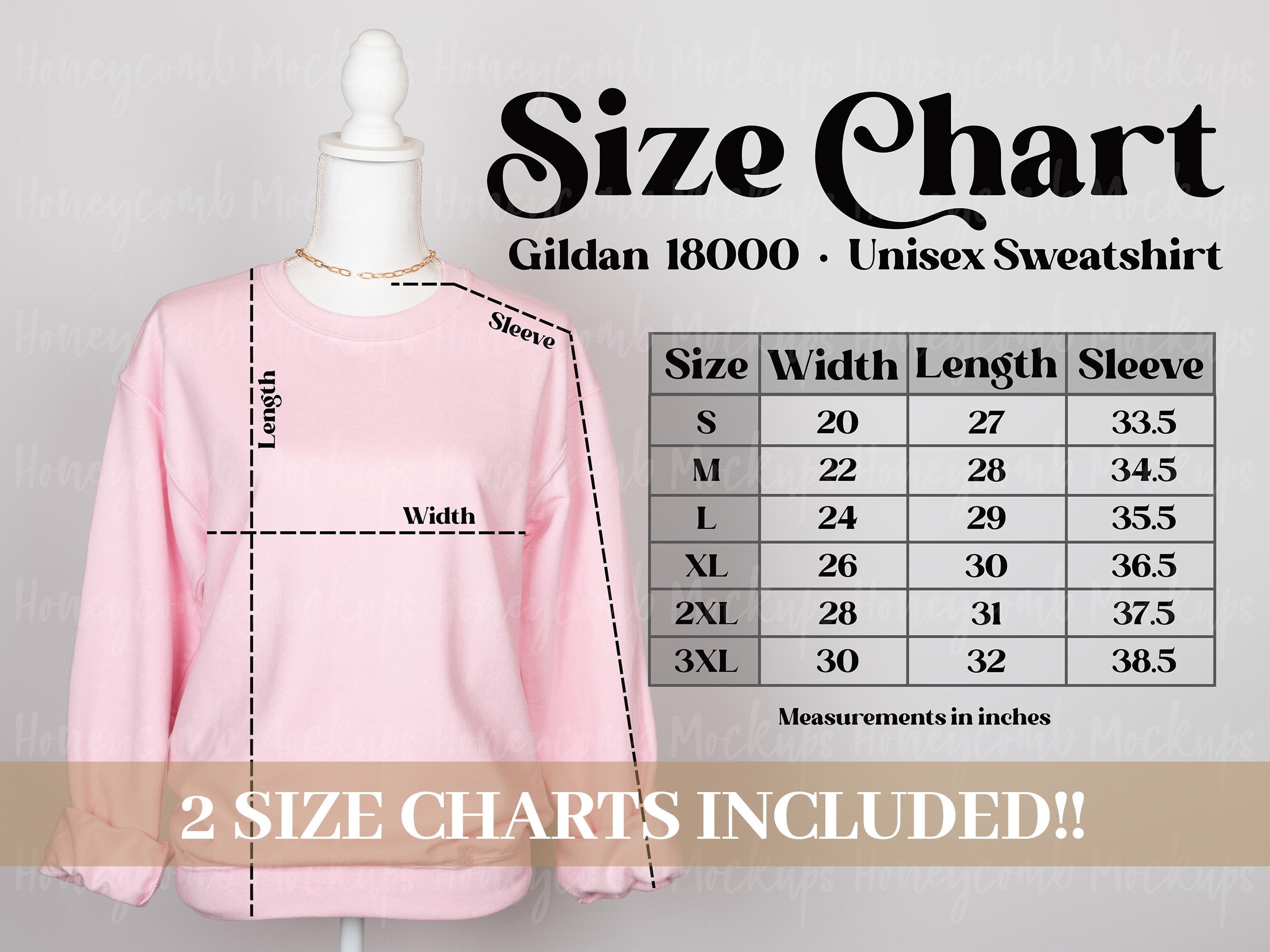 Gildan 18000 Size Chart Mockup Sweatshirt Sizing Gildan Unisex Size Chart  Unisex Sizing Flat Lay Mock up Sweatshirt Size Chart 