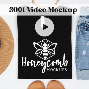 Video Mockup, Bella Canvas 3001 Black Mockup Video, Shirt Video Mockup, Summer 3001 Mockup, Boho 3001 Mockup, Bella Canvas Video Mockup