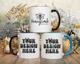 11oz Accent Mug Mockup, Black Accent Mug Mockup, Dark Blue Accent Mug Mockup, Light Blue Accent Mug Mockup, Christmas Mug Mockup, Front Back