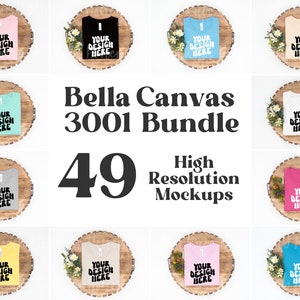 Bella Canvas 3001 Mockup Bundle, Bella Canvas Tshirt Mockup Bundle, 3001 Folded Mockup, Bella Canvas Folded Mockup, 3001 Mockup with Flowers