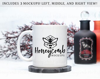 Halloween Mug Mockup, 11oz White Mug Mockup, Coffee Mug Mockup, Witchy Mug Mockup, 11oz Mug Mockup, Gothic Mug Mockup, Blank Mug Mockup