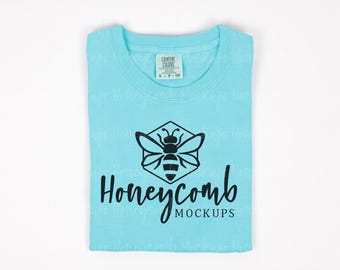 Comfort Colors 1717 Lagoon Blue Mockup, Lagoon Blue Comfort Colors Mockup, 1717 Mockup Flat Lay, Real Photo Mockup, C1717 Mock Up Lagoon