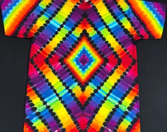 XL. Gradient Diamond Rainbow tie dye shirt.