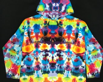 Size 2XL long sleeve hooded shirt Rainbow  tie dye hoodie.