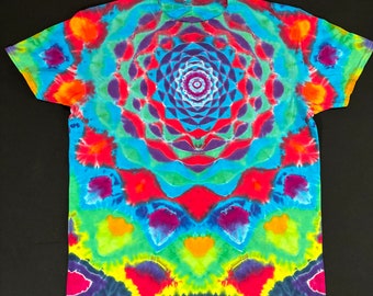 L. Full mandala Rainbow tie dye shirt.