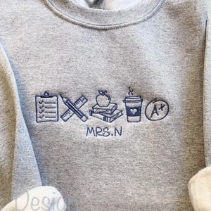 Embroidered Teacher icon sweatshirt, custom teacher shirt,  Personalized Teacher Shirt, Teacher Gift,Teacher Appreciation, back to school