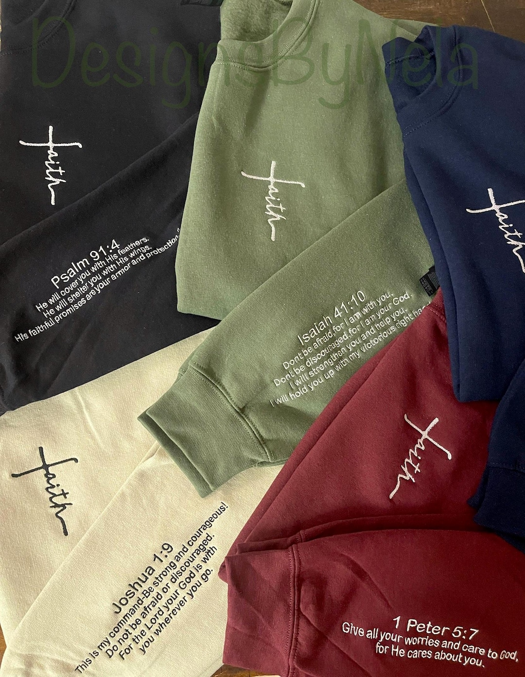 personalized cross embroidered sweatshirt, cross shirt, embroidered faith shirt,custom bible verse on the sleeve, gift for her