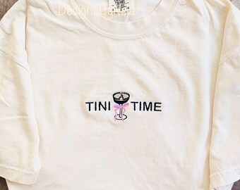 espresso martini tee shirt- embroidered , coffee lover shirt, tini time, cocktail lover shirt, martini lover shirt , gift for her