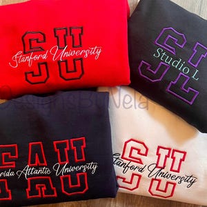 embroidered custom college sweatshirt,school spirit personalized shirt,college apparel,Graduation Gift,back to school,university hoodie
