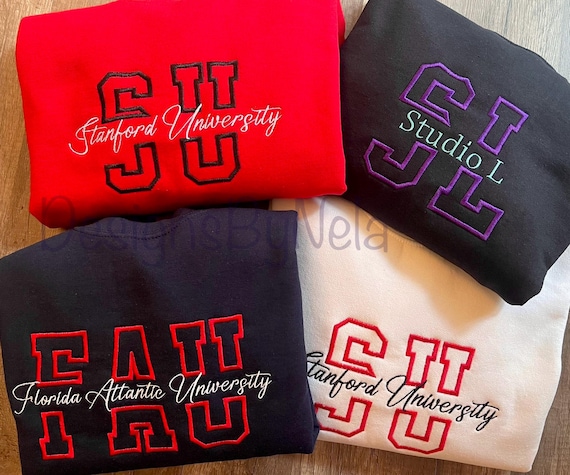embroidered custom college sweatshirt,school spirit personalized shirt,college apparel,Graduation Gift,back to school,university hoodie