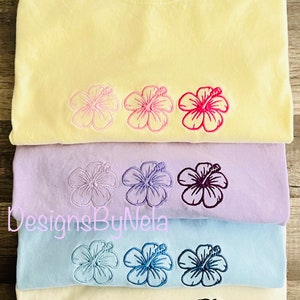 embroidered hibiscus flower shirt, Hawaii shirt ,summer shirt, sunkissed, boho shirt, trendy tee shirt, gift for her