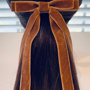 Velvet Skinny Long Bows ,Long Tail Skinny Velvet Bow, Double tail skinny velvet bows, Several colors available image 5