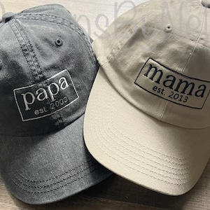 custom embroidered hat ,dad hat, est year hat, grandpa hat with est year, gift for new mom,gift for new dad, gift for grandpa
