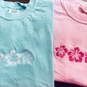 Hartford Tuva short sleeve embroidered top - hibiscus