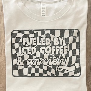 Coffee graphic shirt , Coffee Lover Shirt , Mom Life sweatshirt, checkered coffee graphic shirt , gift for her