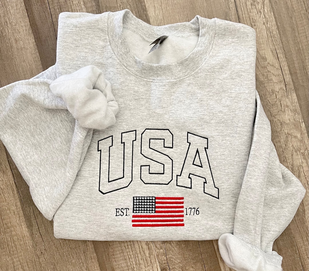 Women's Hoodie Sweatshirt Heart American US Flag Text Print