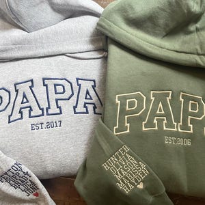 Dad sweatshirt, Custom embroidered sweatshirt, Gift for new DAD ,Father’s Day gift, Name On Sleeve With Heart, Grandpa Shirt With Date