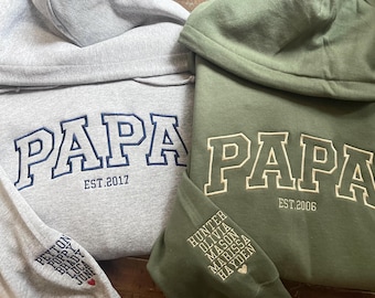 Dad sweatshirt, Custom embroidered sweatshirt, Gift for new DAD ,Father’s Day gift, Name On Sleeve With Heart, Grandpa Shirt With Date