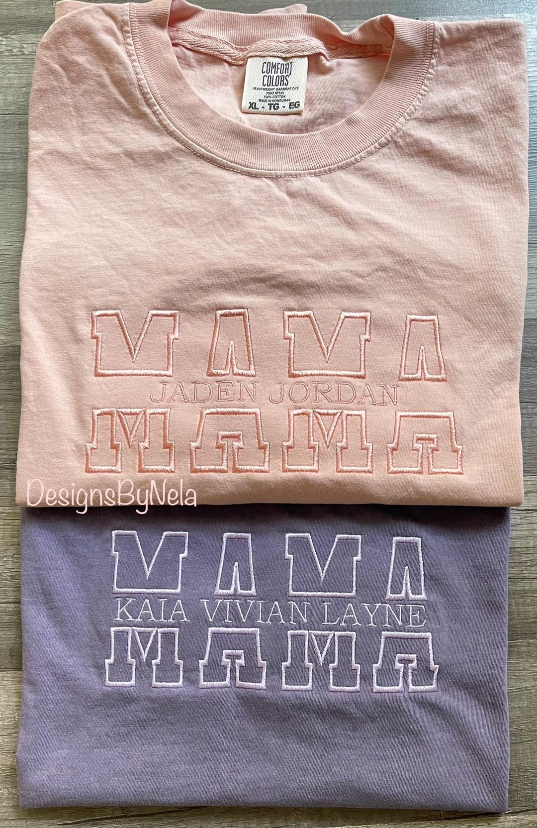 Custom Mama Embroidered Tee Shirt ,mama Shirt, Mama Tee Shirt With Kid ...