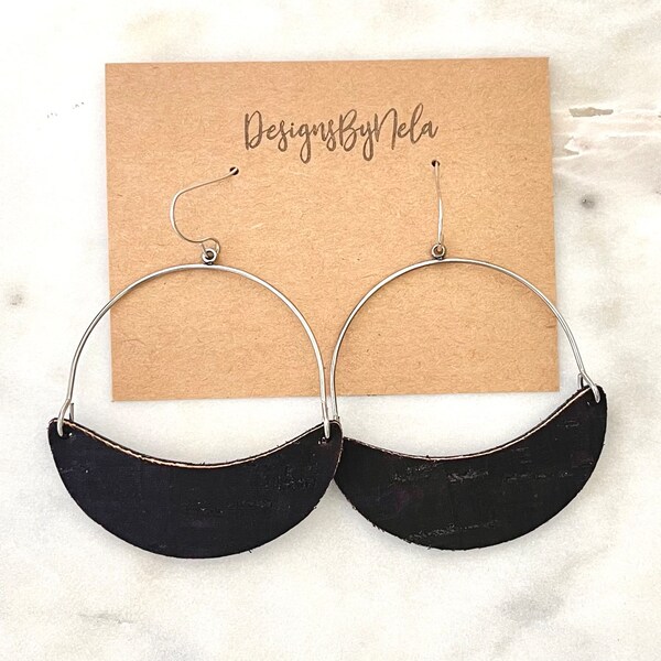 Black Hoop Earrings Etsy